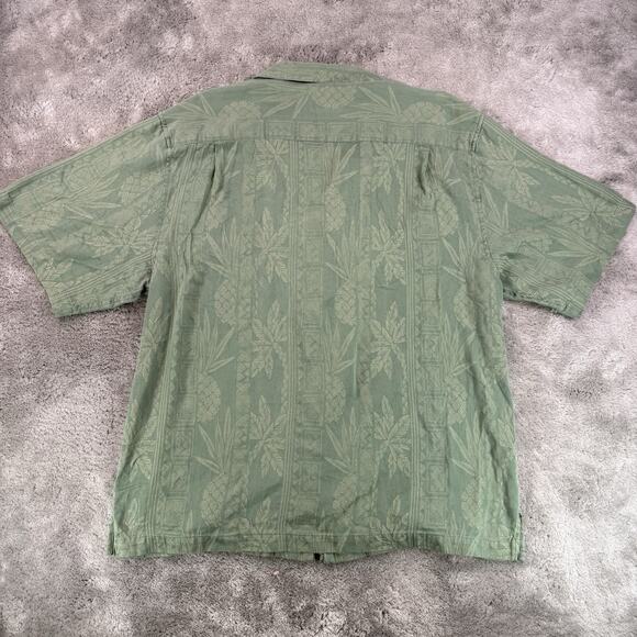 Reyn Spooner Men’s L Green Palm Tree Regency Silk Jacquard Hawaiian Aloha Shirt - Picture 3 of 6